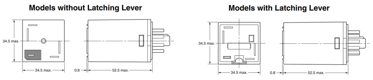 Mechanical Drawing - Omron Industrial Automation MK-S General Purpose Relays