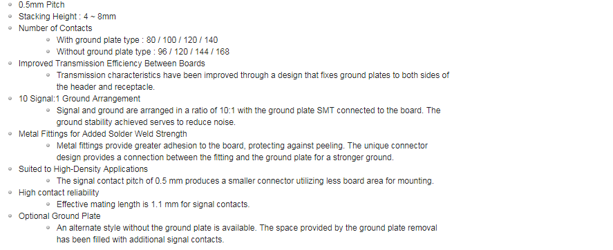 Hirose Electric FX10 B2B Connectors with Ground Plate