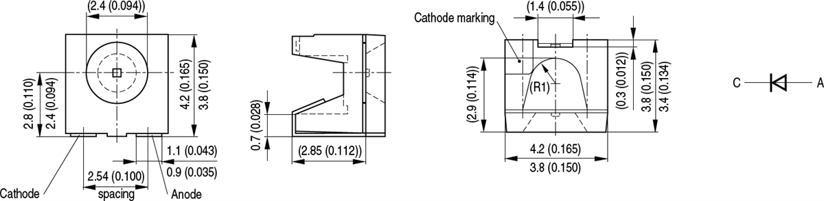Mechanical Drawing - ams OSRAM SIDELED® Enhanced Thinfilm LEDs