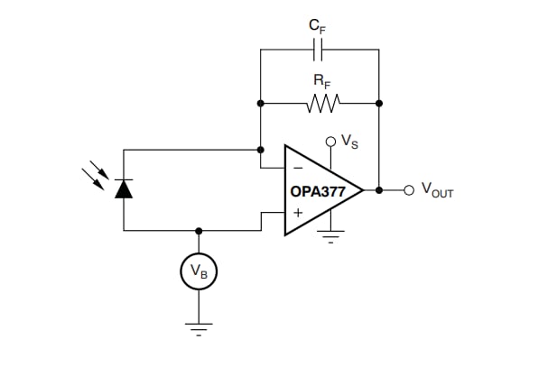 Application Circuit Diagram - Texas Instruments OPAx377/OPAx377-Q1 CMOS Operational Amplfiers