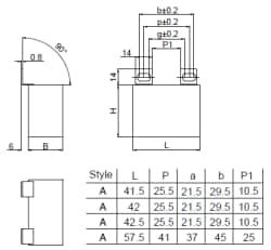 機械製圖 - KEMET C4B MKP系列IGBT緩衝電容器