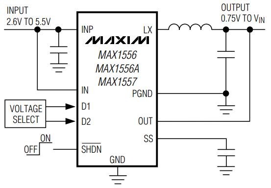 Analog Devices / Maxim Integrated MAX1556/MAX1557 Step-Down DC-DC Converters