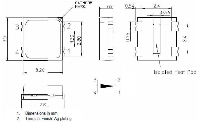 Mechanical Drawing - Broadcom TheiaLED Series