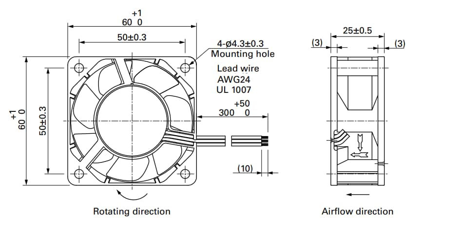 Mechanical Drawing - Sanyo Denki San Cooler 60 DC Fan