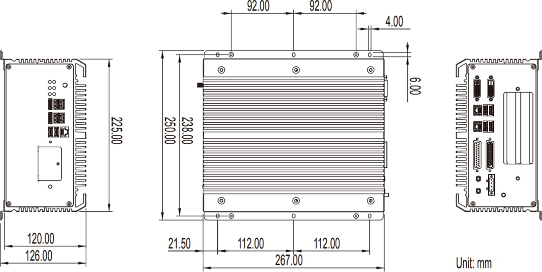 Mechanical Drawing - Arbor Technology FPC-7701/7702/7703 Embedded Box Computers