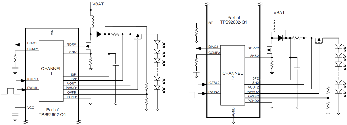 Schematic - Texas Instruments TPS92602-Q1 Automotive Headlight LED Driver