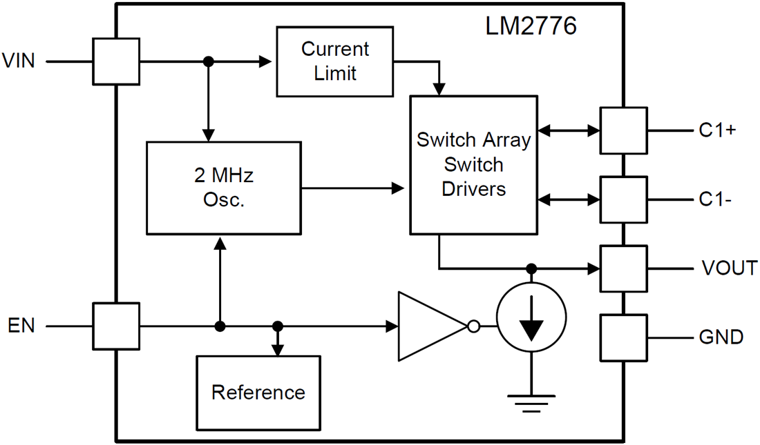 Block Diagram - Texas Instruments LM2776 CMOS Charge-Pump Voltage Converter