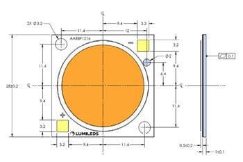 Mechanical Drawing - Lumileds LUXEON CoB Core Range (Gen 3)