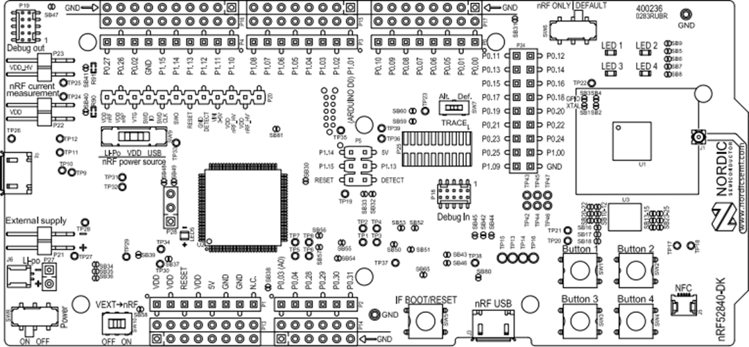 機械製圖 - Nordic Semiconductor nRF52840開發套件