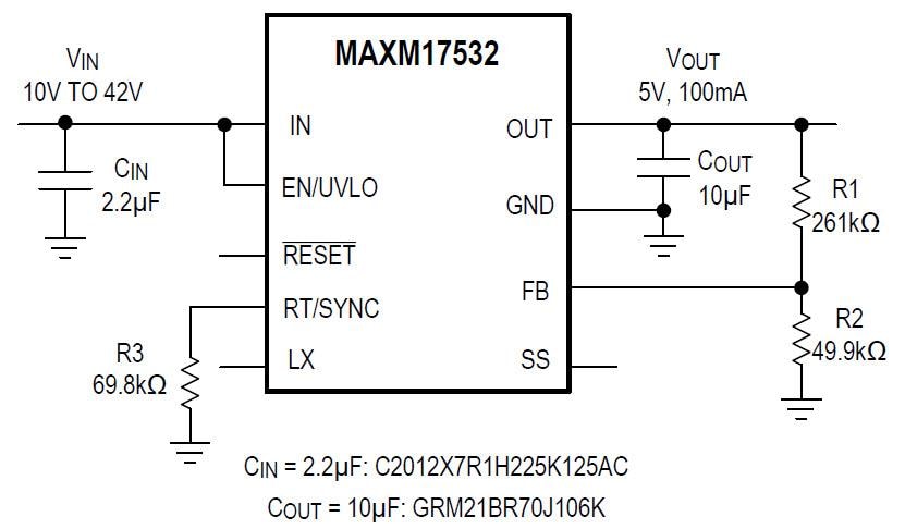 結構圖 - Analog Devices / Maxim Integrated MAXM17532降壓DC-DC電源模組