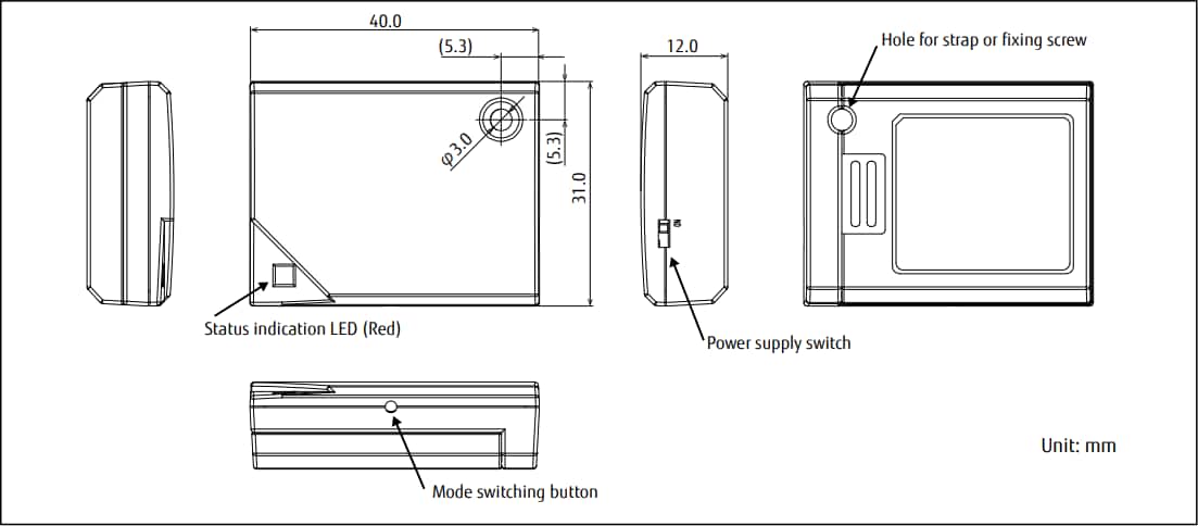 Mechanical Drawing - FCL Components Bluetooth® Low Energy Smart Beacons