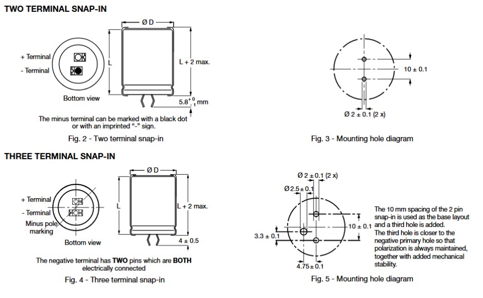 Mechanical Drawing - Vishay 259 PHM-SI Capacitors
