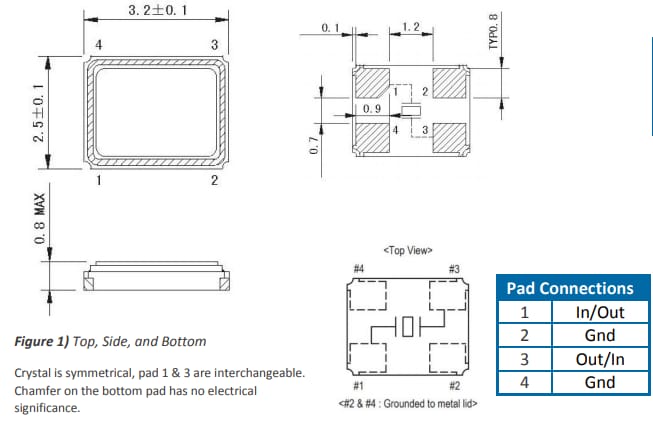 Mechanical Drawing - ECS ECS-33B SMD Crystals