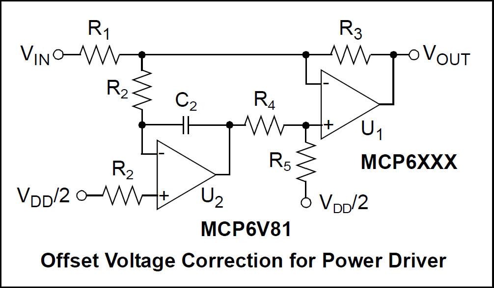 Application Circuit Diagram - Microchip Technology MCP6V82 Zero-Drift Op Amps