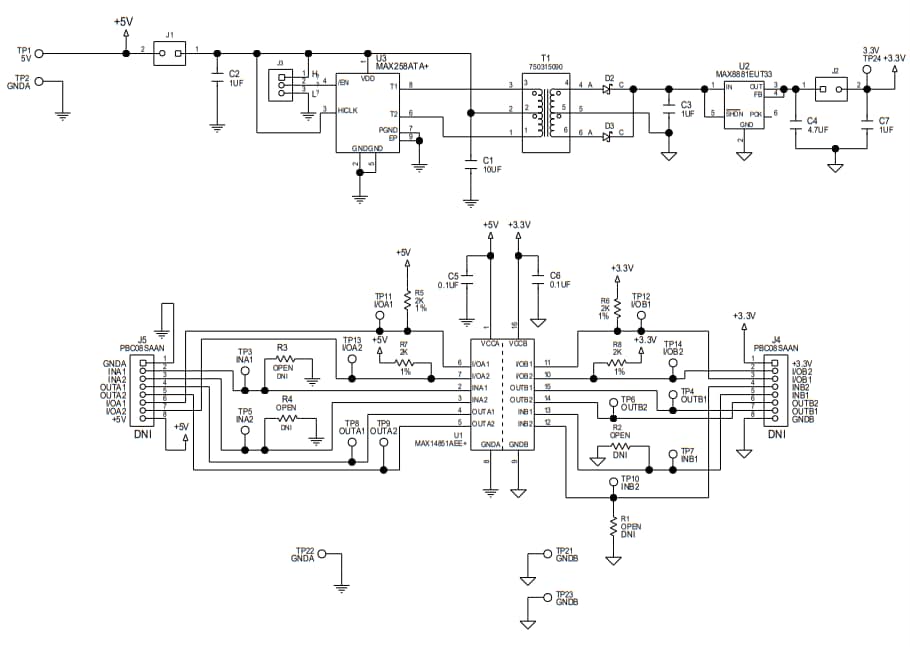 Schematic - Analog Devices / Maxim Integrated MAX14851EVKIT Evaluation Kit