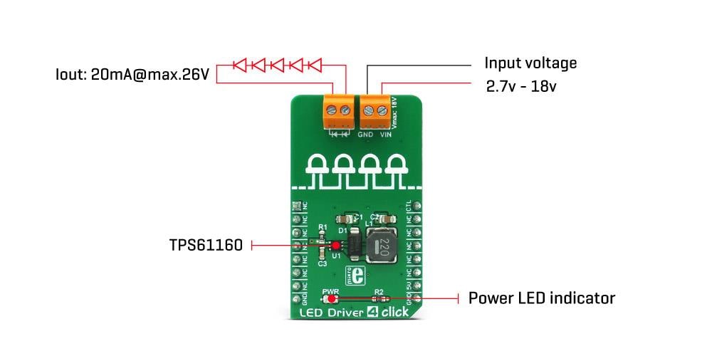 Block Diagram - Mikroe MIKROE-3037 LED Driver 4 Click