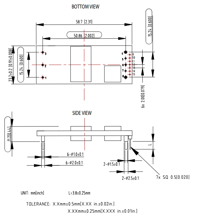 Mechanical Drawing - Advanced Energy / Artesyn ADO300 Series 300W 1/8 Brick DC-DC Converters