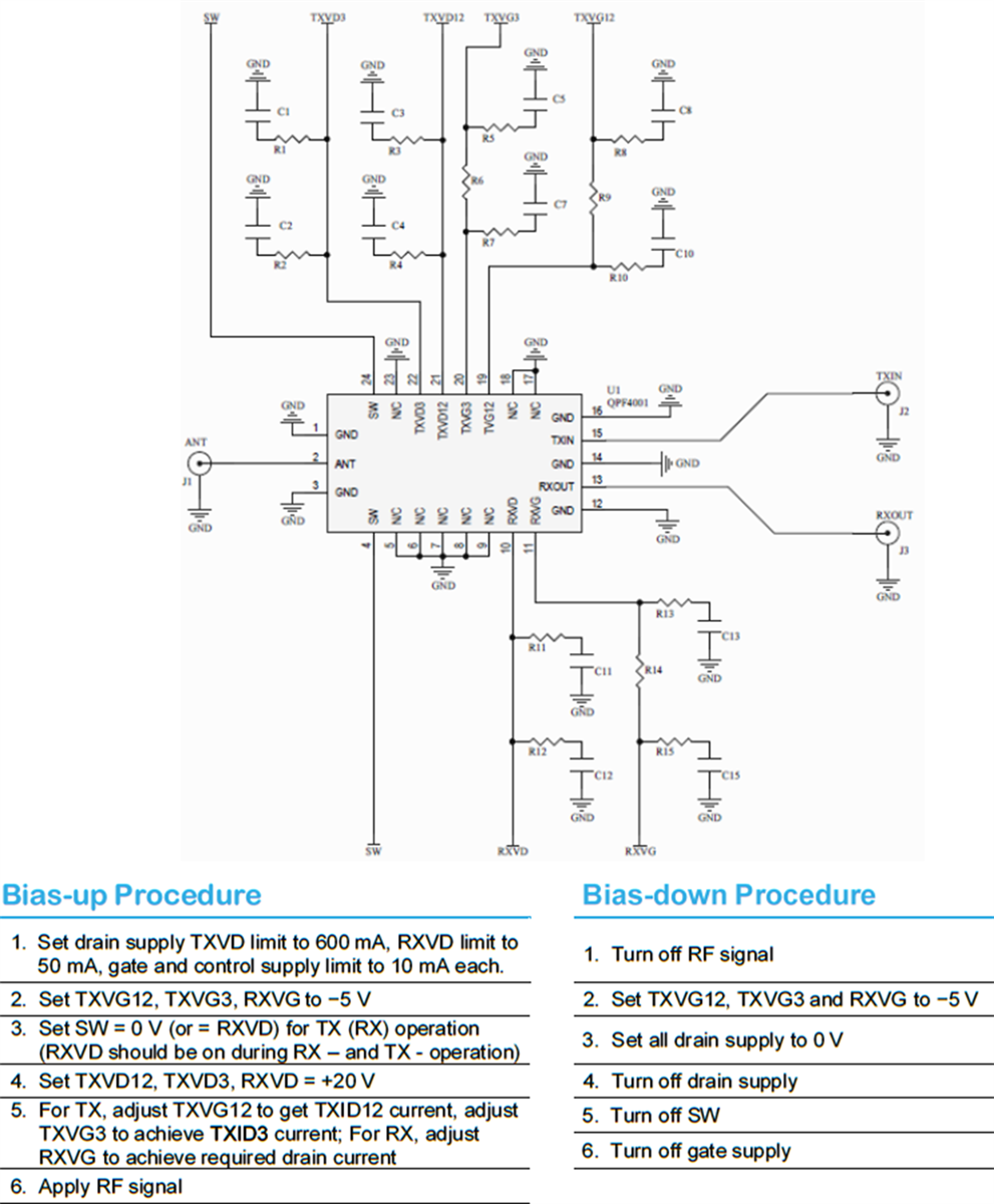 Application Circuit Diagram - Qorvo QPF4001EVB1 Evaluation Board