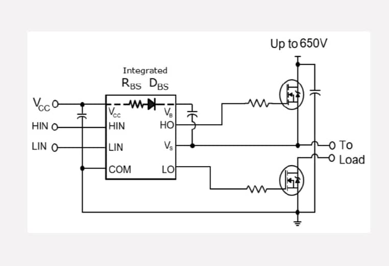 應用電路圖 - Infineon Technologies 2ED210x低電流650V半橋閘極驅動器