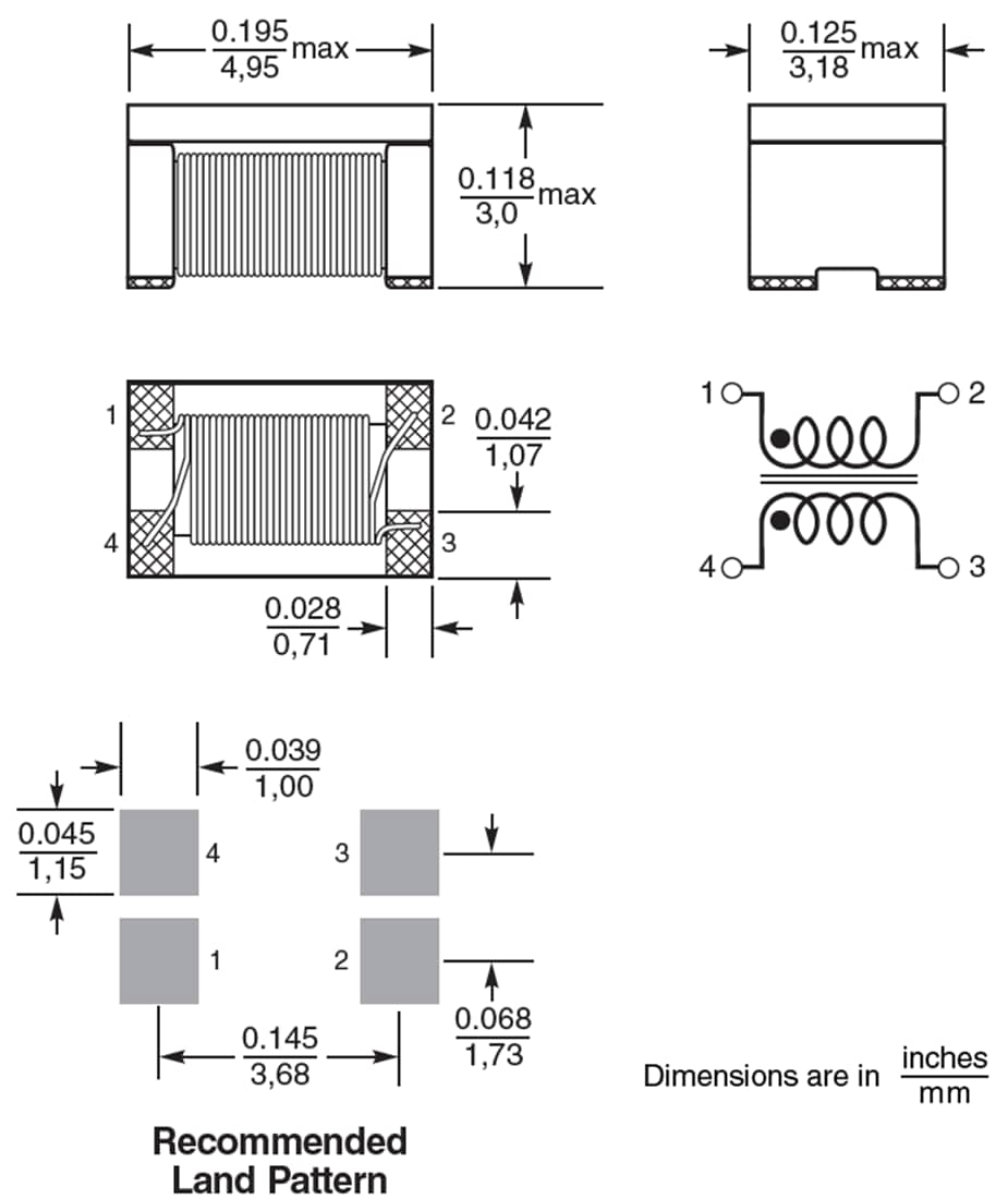 機械製圖 - Coilcraft 1812CAN共模扼流電感器