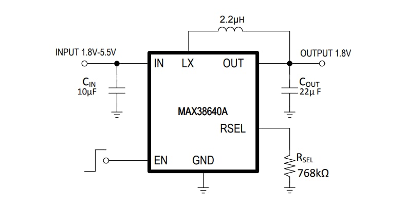 應用電路圖 - Analog Devices / Maxim Integrated MAX3864xA/B降壓轉換器