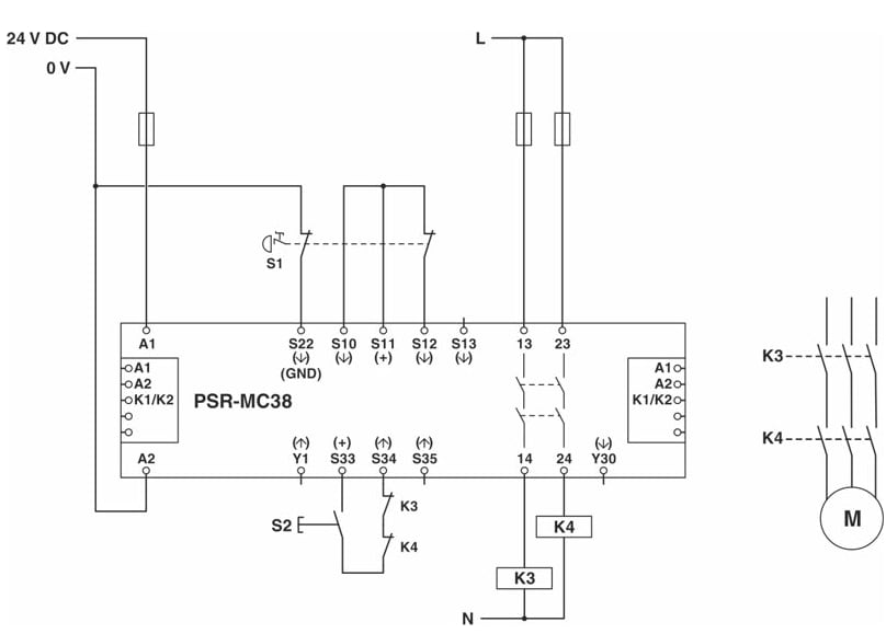 應用電路圖 - Phoenix Contact PSR-MC38安全繼電器