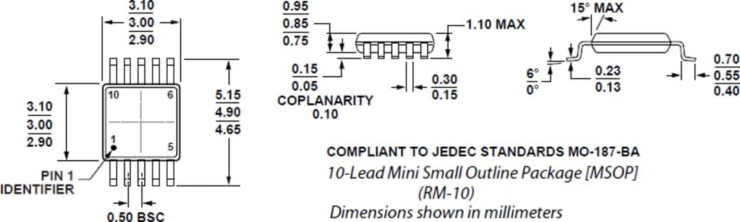 Mechanical Drawing - Analog Devices Inc. AD5600 High-Temperature 16 Bit DAC