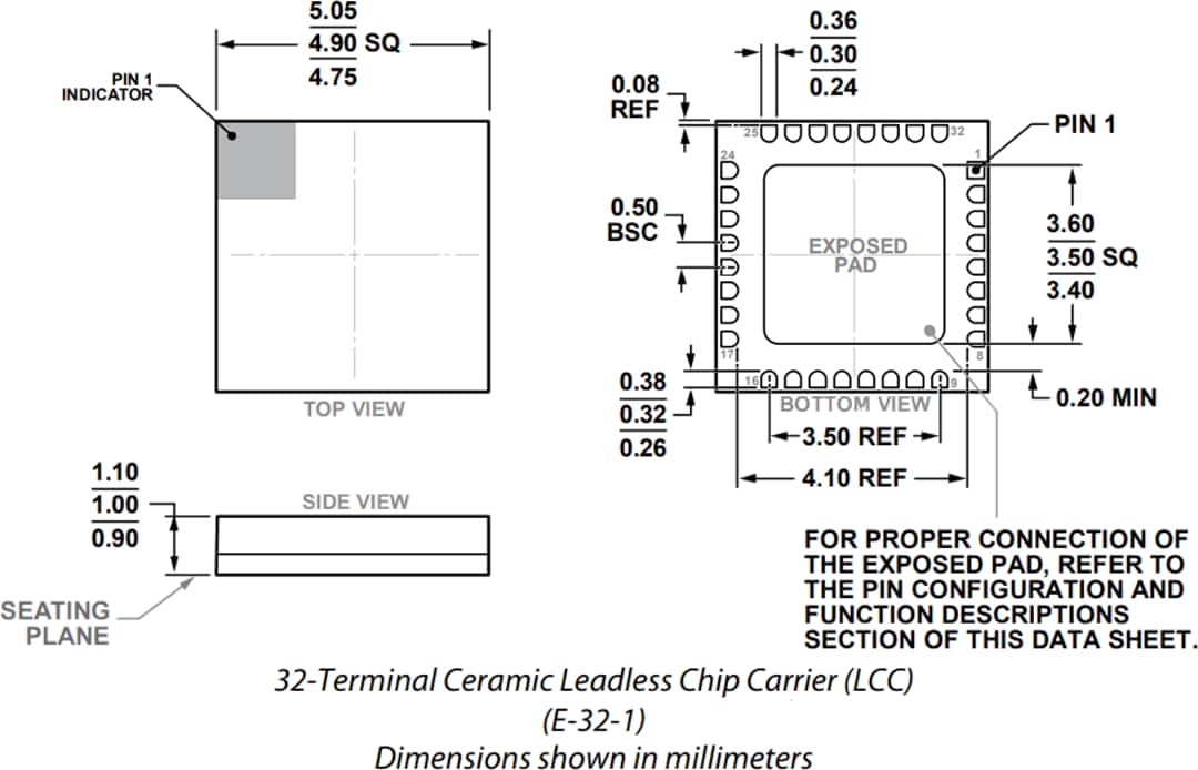 機械製圖 - Analog Devices Inc. HMC908A GaAs MMIC I/Q降頻轉頻器
