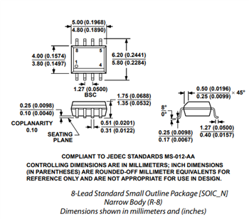 機械製圖 - Analog Devices Inc. AD620儀器放大器