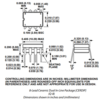 機械製圖 - Analog Devices Inc. AD620儀器放大器