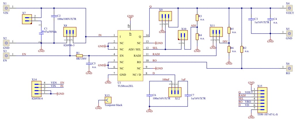Schematic - Infineon Technologies TLS835B2ELV/TLS835B2ELVSE Demo Boards