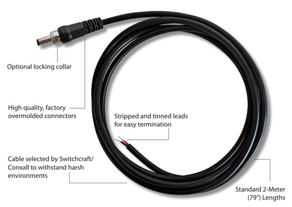 Chart - Switchcraft Off-the-Shelf (OTS) DC Power Jack Cables
