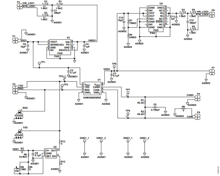 Schematic - Analog Devices Inc. EVAL-ADM3058EEBZ Evaluation Board