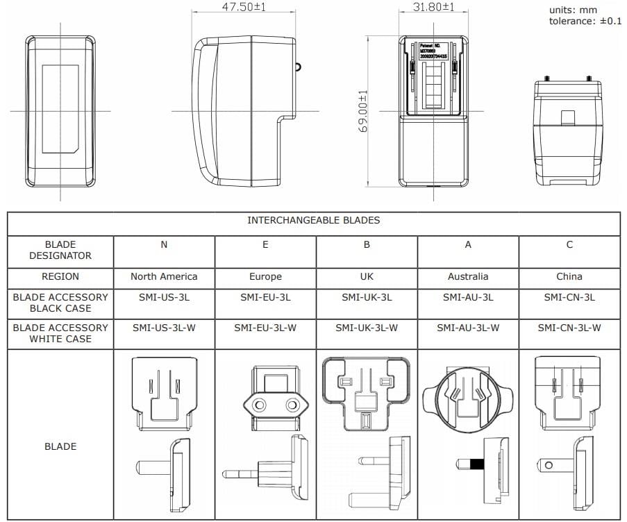 Mechanical Drawing - CUI Inc SMI12 Series 12W AC-DC Power Supplies