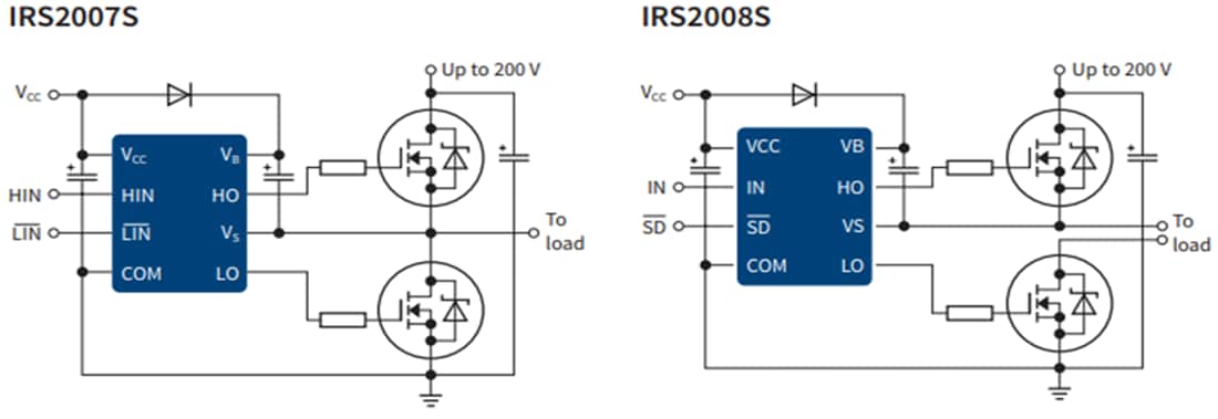 Application Circuit Diagram - Infineon Technologies 200V Level-Shift Gate Drivers