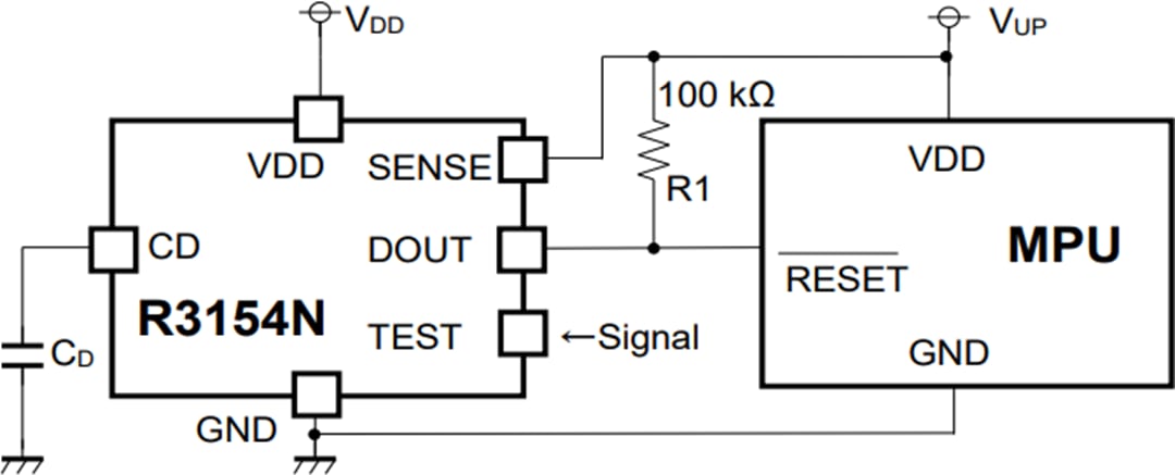 應用電路圖 - Nisshinbo R3154N系列電壓偵測器