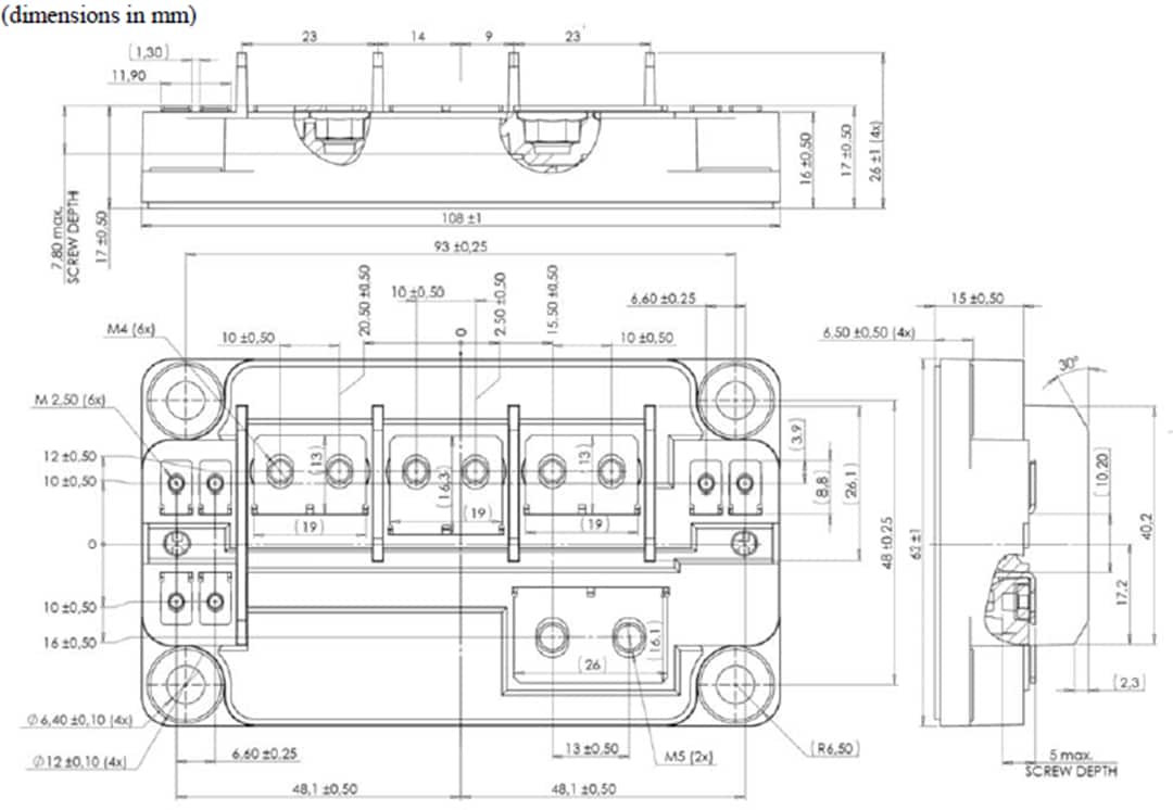 機械製圖 - Microsemi / Microchip 相腳SiC MOSFET電源模組