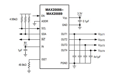 應用電路圖 - Analog Devices Inc. MAX2008x攝影機電源保護IC