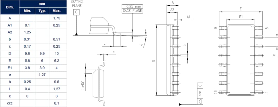 Mechanical Drawing - STMicroelectronics VIPer31 High Voltage Converters