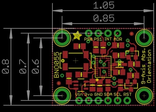 Mechanical Drawing - Adafruit BNO055 IMU Fusion Breakout - Stemma QT
