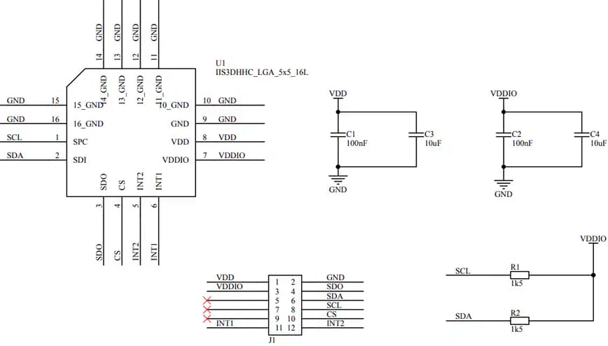 Schematic - STMicroelectronics STEVAL-MKI216V1K Digital Inclinometer Kit
