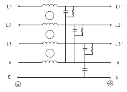 應用電路圖 - TE Connectivity KEB & KES 3相通用EMI濾波器
