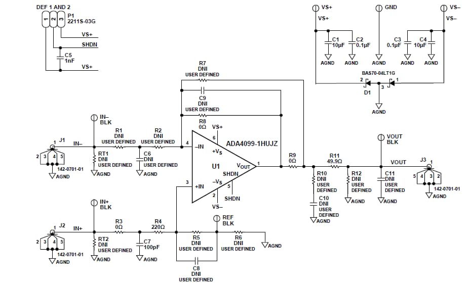 Schematic - Analog Devices Inc. EVAL-ADA4099-1 Evaluation Board