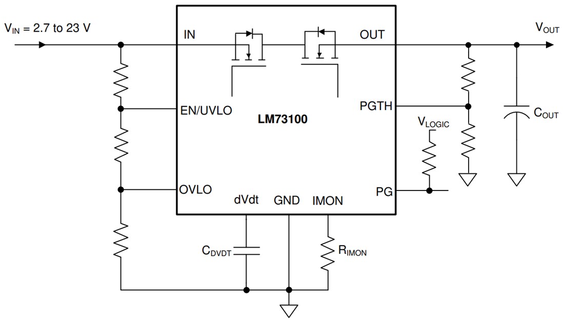 Schematic - Texas Instruments LM73100 5.5A Ideal Diode