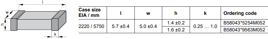 Mechanical Drawing - EPCOS / TDK CeraLink™ SMD Capacitors