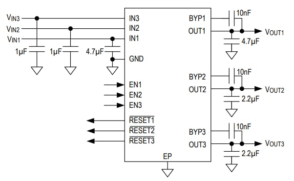 Block Diagram - Analog Devices / Maxim Integrated MAX25308 Low-Noise LDO Linear Regulators
