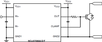 應用電路圖 - onsemi NCD57090與NCV57090 IGBT/MOSFET閘極驅動器