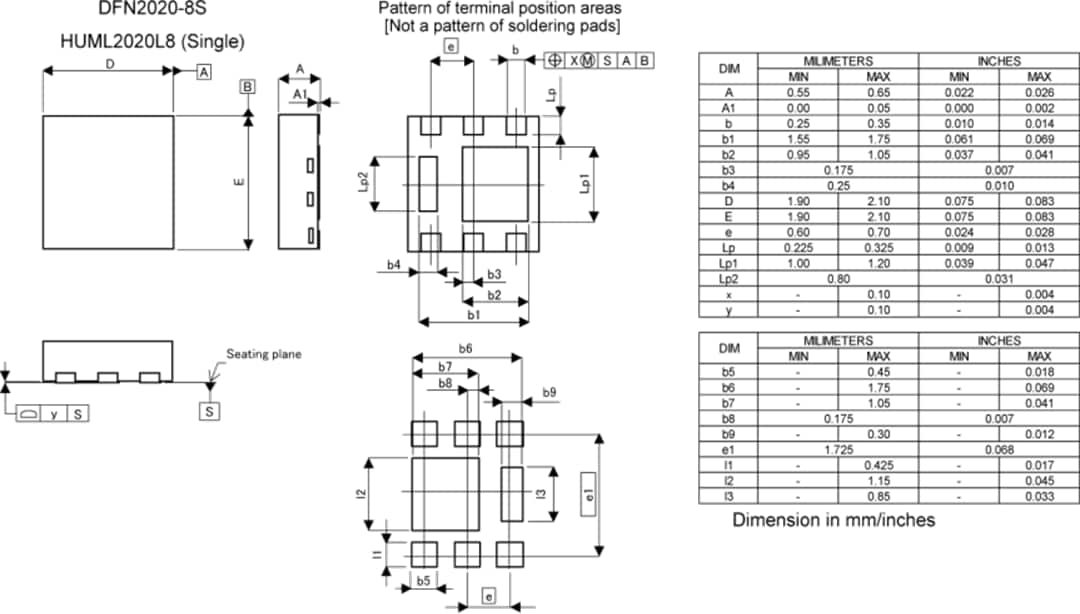 Mechanical Drawing - ROHM Semiconductor RF4G100BG N-Channel Power MOSFET
