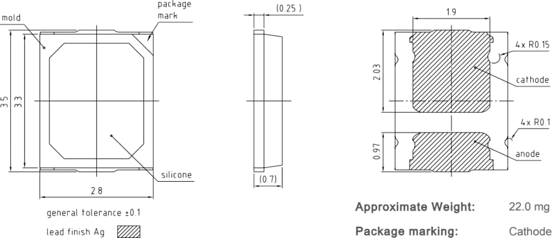 Mechanical Drawing - ams OSRAM OSCONIQ® E 2835 LEDs