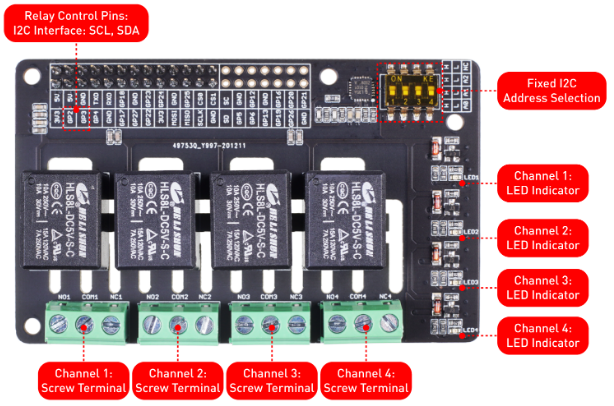 Seeed Studio 4-Channel SPDT Relay HAT for Raspberry Pi